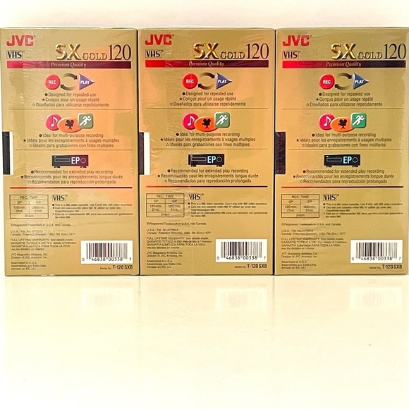 JVC Blank VHS Tape SX 6hrs Set of 3 Sealed - Picture 2 of 3